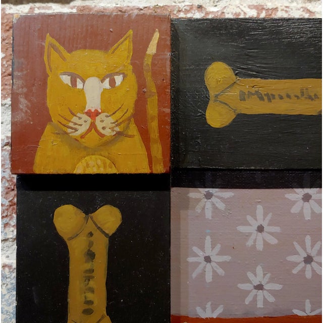 Brown Barbara Chipman Moment -Dog Taking a Nap on the Couch -Naive Oil Painting For Sale - Image 8 of 11