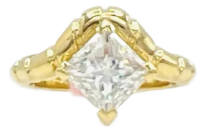 Gia 2 Carat Princess Cut Diamond Ring in 18k Yellow Gold, Size 6.5