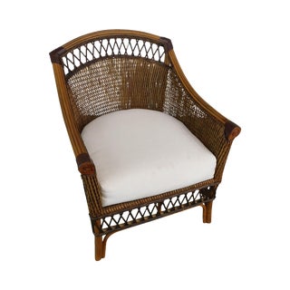 Wicker Rattan & Bamboo Club Chair For Sale
