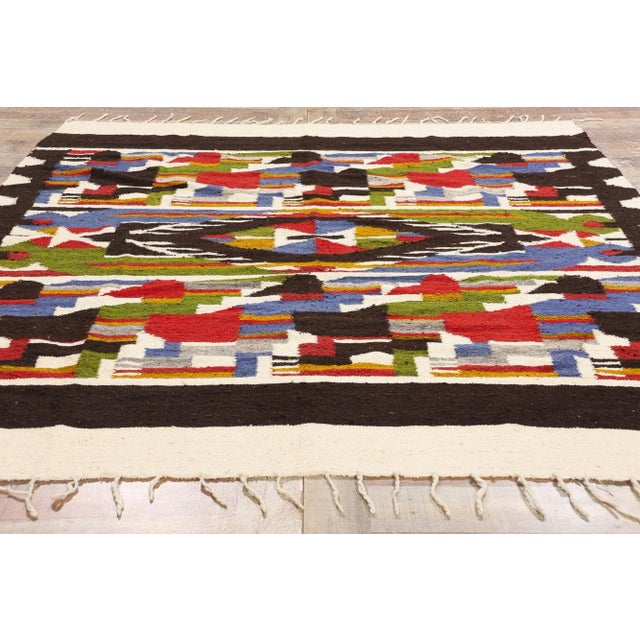 Beige Vintage South American Chancay Pájaro Peruvian Kilim Rug - 05'11 X 07'00 For Sale - Image 8 of 9