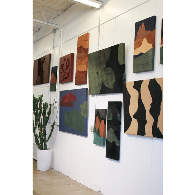 Contemporary "Night Sky, Sedona" Abstract Leather Landscape Artwork For Sale - Image 3 of 6