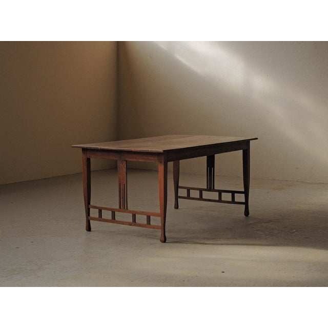 Wood Arts and Crafts Oak Table, 1900 For Sale - Image 7 of 17