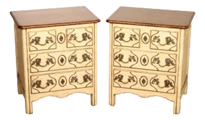 French Provincial Style Pair of Painted Nightstands Chests