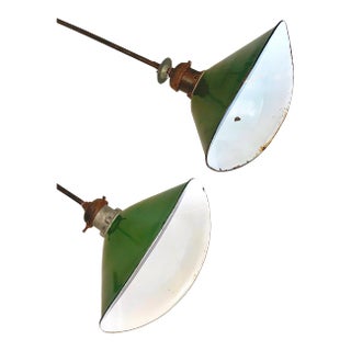 1930s Industrial Pair of Drop Pendants From France For Sale