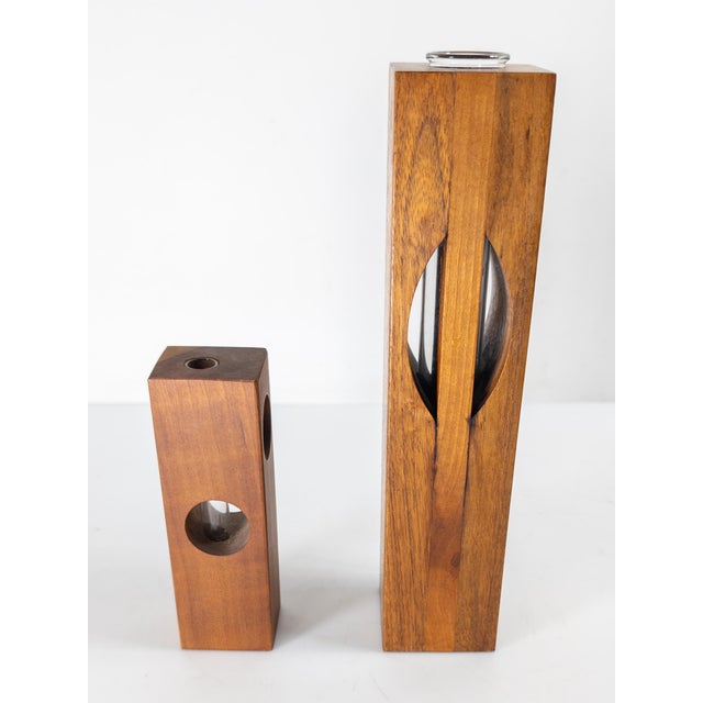 Mid-Century Modern Black Walnut Flower Bud Vases For Sale - Image 4 of 12