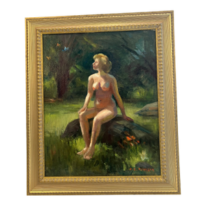 1940s Female Nude Painting Signed M.S.Pearson