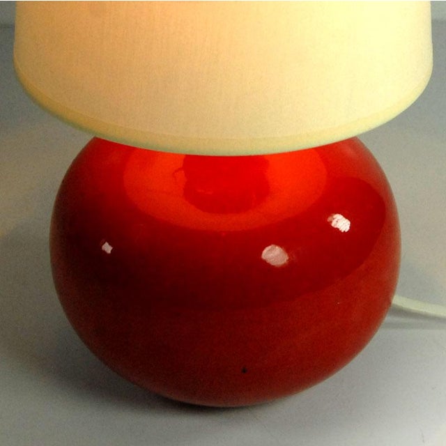 Small Vintage Red Glazed Ceramic Table Lamp, 1980s For Sale - Image 6 of 7