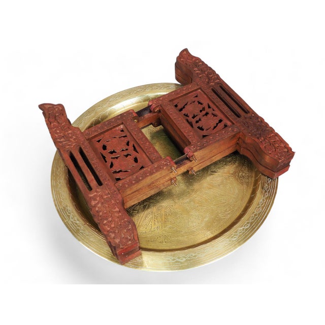 Vintage Orient Islamic Hammer Engraved Table Tray, 1940s For Sale - Image 3 of 18