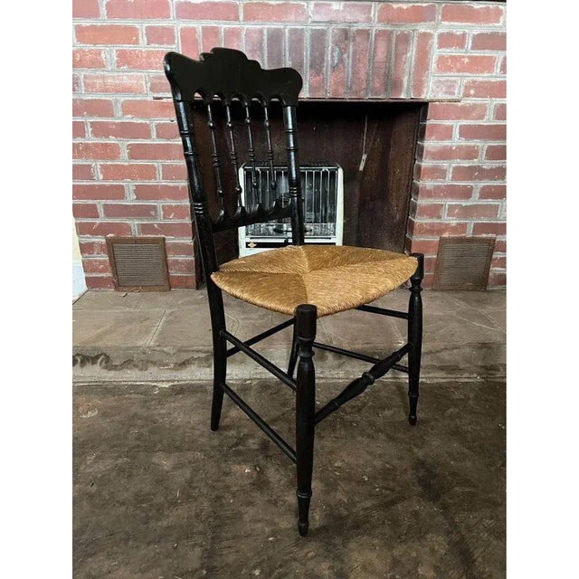 Early 20th Century Pair of Antique Chiavari Italian Style Rush Seat Chairs For Sale In Washington DC - Image 6 of 8