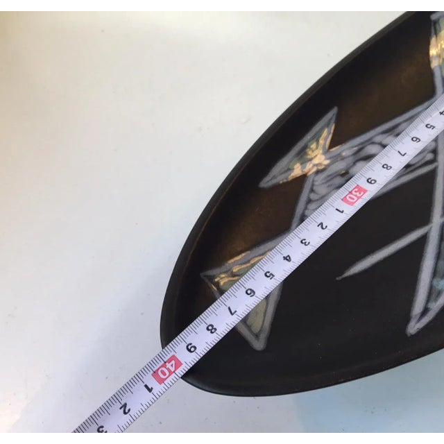 1950s Banana Shaped Modernist Burgundia Pottery Dish by Svend Aage Holm-sorensen for Soholm, 1950s For Sale - Image 5 of 7