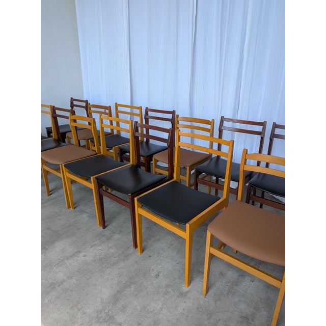 Vintage Scandinavian Wooden Dining Chairs, Yugoslav, 1970s, Set of 14 For Sale - Image 4 of 18