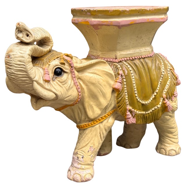 Val's Dollhouse is proud to present this prime example of why we love vintage! A mid-century terra cotta elephant garden...