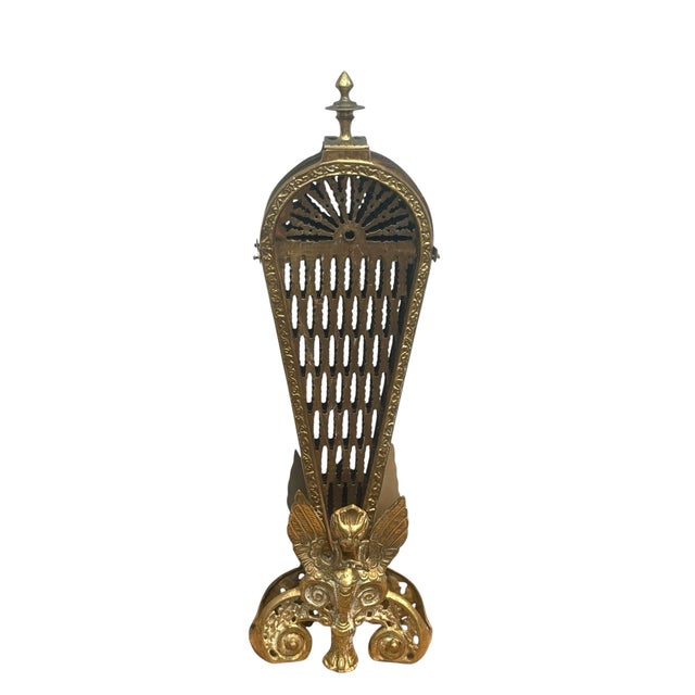 Vintage Brass Fireplace Peacock Folding Fan Screen For Sale - Image 12 of 12