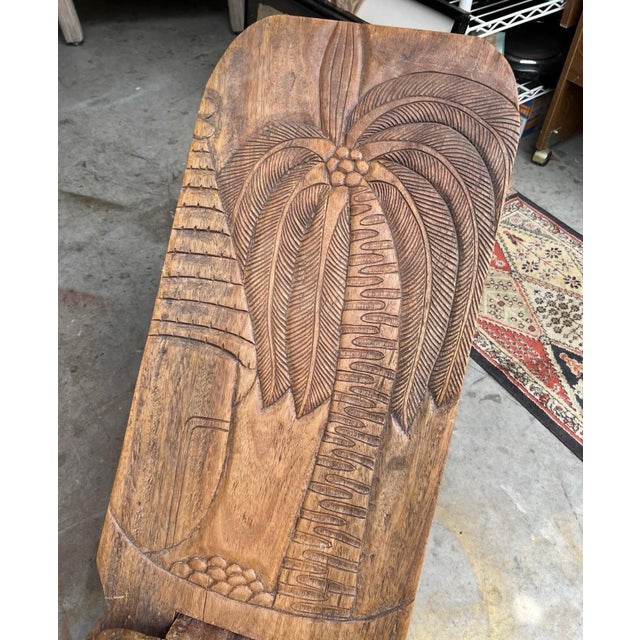 African Vintage Intricate Wooden Carved African Birthing Chair For Sale - Image 3 of 3