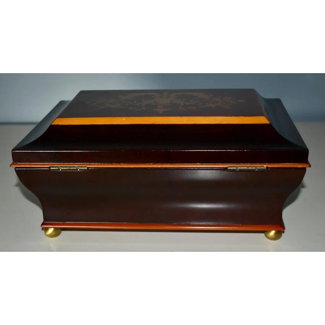 Vintage Bombay Shaped Two Tone Inlaid Jewelry Box W/Fitted