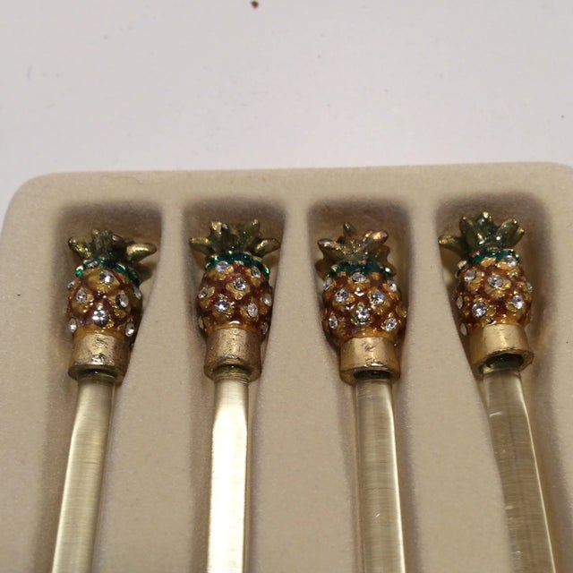 You will get the party started with these gold pineapple crystal incrusted glass stir sticks. Perfect for any tropical...