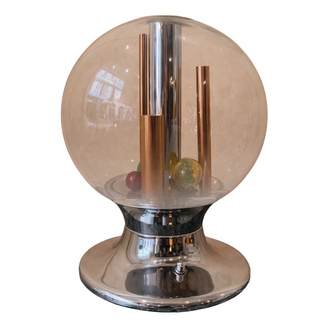 Glass and Chrome Desk Lamp by Selenova, Italy, 1970s For Sale