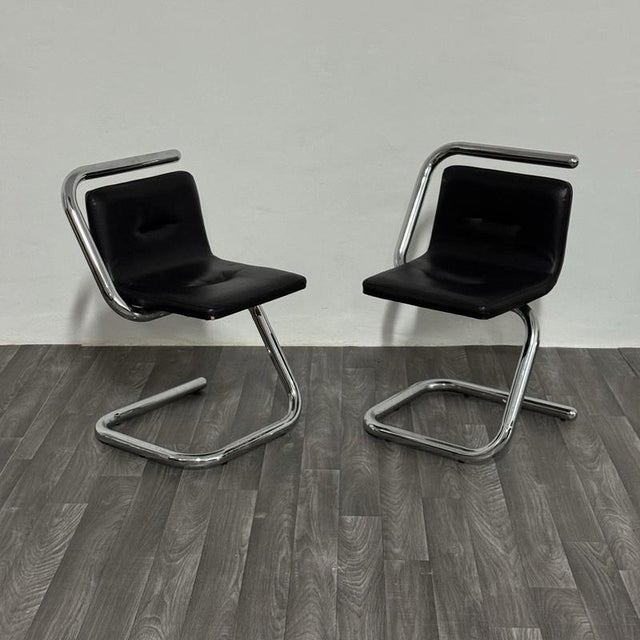 Chrome Tubular Steel Armchairs by Luigi Bardini, 1970s, Set of 2 For Sale - Image 10 of 12