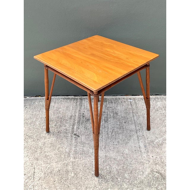 Mid 20th Century Vintage Wood and Rattan Game Table For Sale - Image 5 of 18