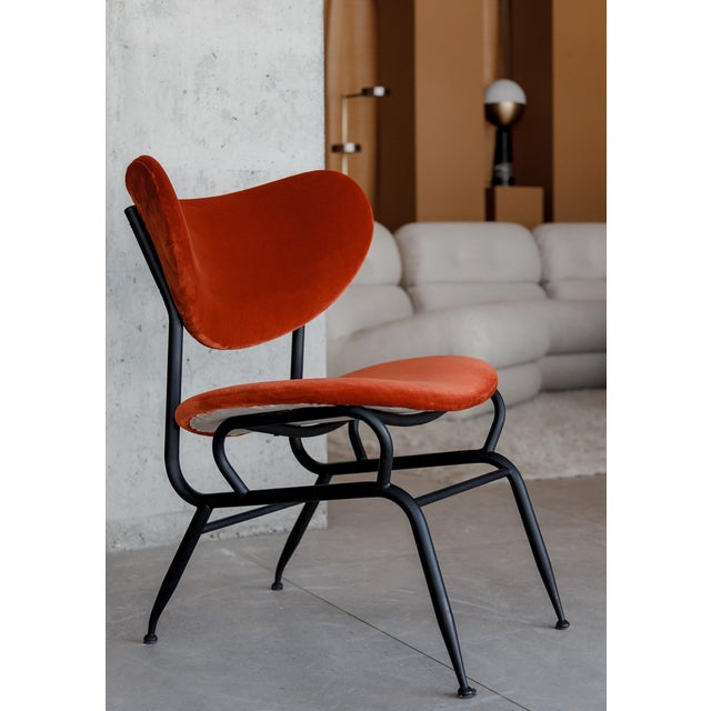 Textile Midentury Chair in Orange For Sale - Image 7 of 7