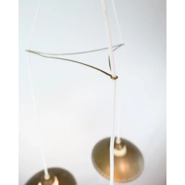 Metal Vintage 3-Arm Ceiling Pendant in Opal Glass and Brass by Bent Karlby, 1950s For Sale - Image 7 of 13