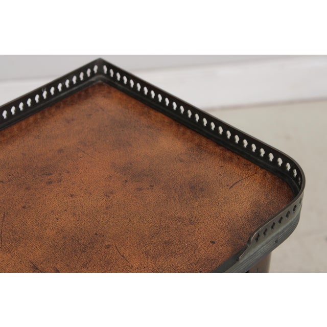 Theodore Alexander 2 Tier Leather Wrapped Console Table For Sale - Image 11 of 16