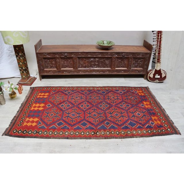 1980s Vintage Handwoven Afghan Kilim Rug, 1980s For Sale - Image 5 of 11