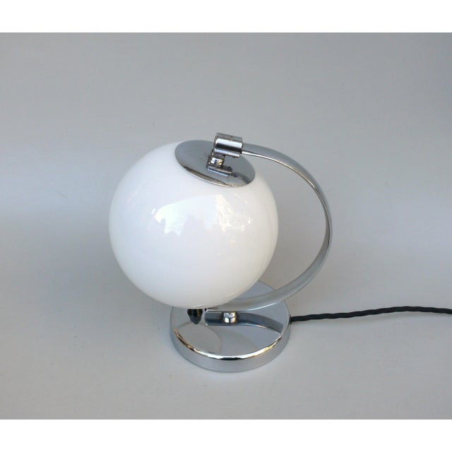 1940s Vintage Art Deco Bedside Lamp with White Overlaid Glass Shade, Austria, 1930s For Sale - Image 5 of 18