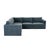 Boho Chic Willow Misty Blue with Pale Blue Piping Modular 5-Piece Performance Velvet L Sectional For Sale - Image 3 of 7