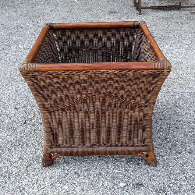 Coloured Bamboo Wicker and Wicker Pot Holder, Italy, 1970s For Sale - Image 4 of 9