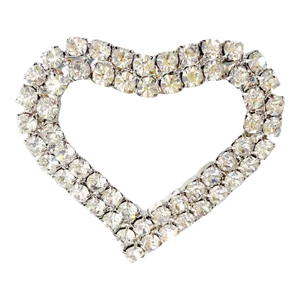 Vintage Clear Rhinestone Heart Brooch Pin Costume Jewelry Silver Toned