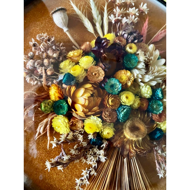 Vintage 1970s Belgian Cideart Convex Bubble Glass Dried Flower Shadow Box For Sale In Milwaukee - Image 6 of 12