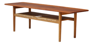 AT10 Coffee Table in Teak, Oak and Cane by Hans J. Wegner for Andreas Tuck, Denmark, 1950s
