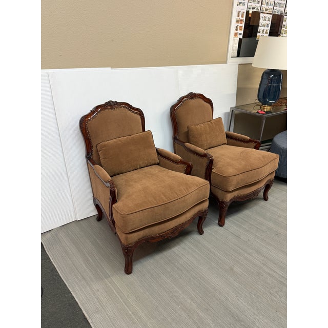 2010s Fine Furniture Design Protege Collection Bergères, Pair For Sale - Image 5 of 13