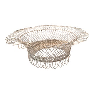 Vintage French Oval Wire Garden Planter or Basket For Sale