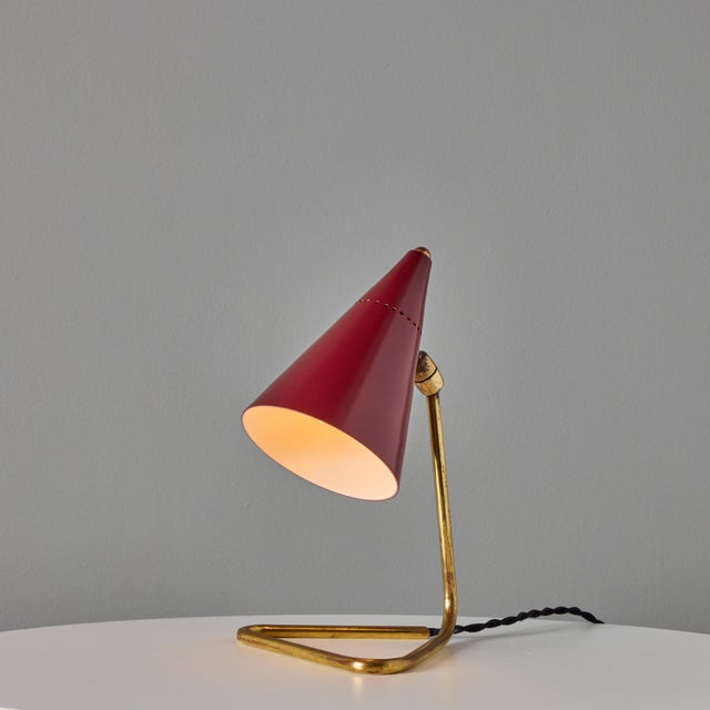 Mid-Century Modern 1950s Giuseppe Ostuni Red Conical Table Lamp for Oluce For Sale - Image 3 of 18
