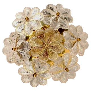 Glass and Brass Floral Wall Light from Ernst Palme, 1970s For Sale