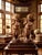 Elegant pair of vintage plaster cherub figurines, each finished in a warm gold-bronze tone. These winged figures feature...
