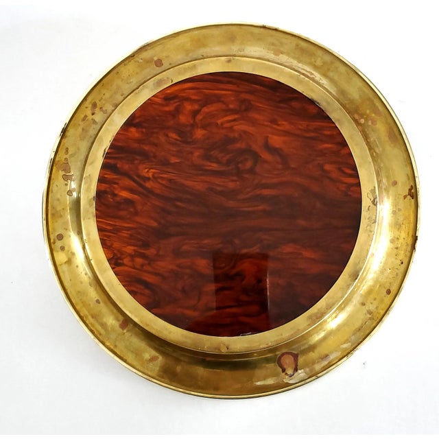 Brass Tray Lucite Tortoise Shell & Brass For Sale - Image 8 of 11