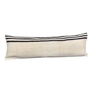 Turkish Hemp Pillow Cushion Natural Beige Black Cushion Cover 14x45 For Sale