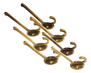 Viennese Art Nouveau Brass Wall Hooks, 1900s, Set of 7