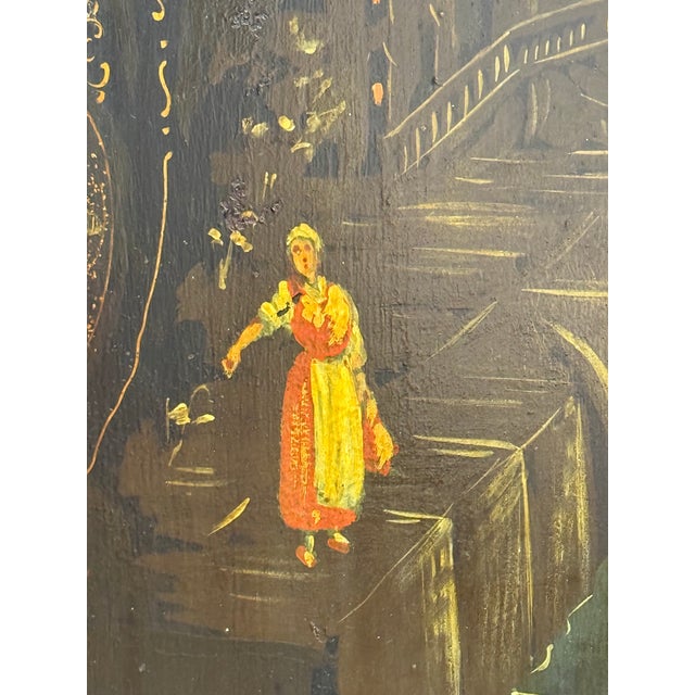 Black 19th Century Head Board With Hand Painted Boat Scene For Sale - Image 8 of 12