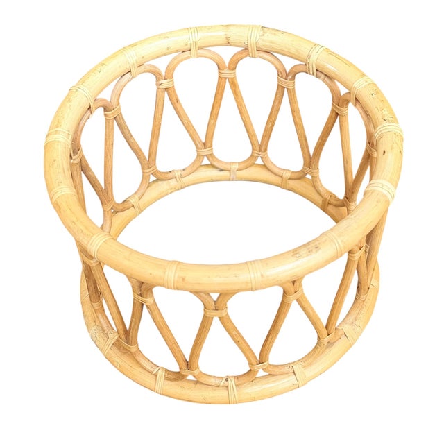 Wood 1970s Rattan Bamboo Plant Stand Base Set of 2 Decor For Sale - Image 7 of 16