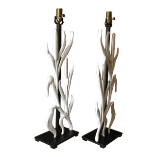 Cat Tail Iron Table Lamps - a Pair For Sale