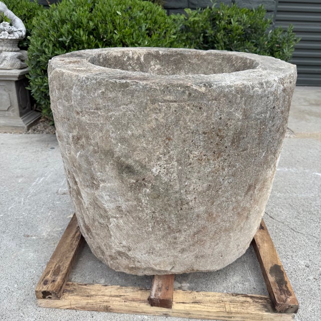Early 20th Century Antique Limestone Trough 51626j 24"Dia For Sale - Image 5 of 9