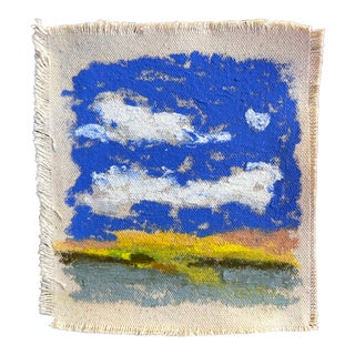 Small Abstract Landscap Oil Pastel Drawing on Raw Canvas - by Brenna Giessen For Sale