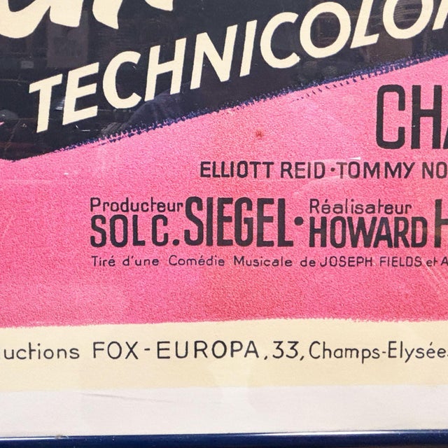 1980s 1980s Reissue French 1953 "Gentlemen Prefer Blondes" Marilyn Monroe Framed Poster For Sale - Image 5 of 6