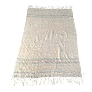 75" X 55" Vintage Late 20th Century Chunky Throw Fringed Blanket Virgin Woold Usa Rustic Cabin Farmhouse