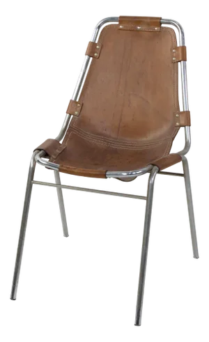 Chair in Chromed Steel Frame with Leather Seat by Charlotte Perriand for Les Arcs, 1950s