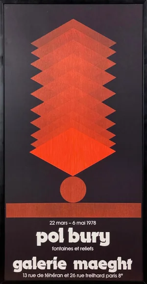 Vintage 1978 Pol Bury "Fountaines Et Reliefs" Galerie Maeght Exhibition Silkscreen, Framed